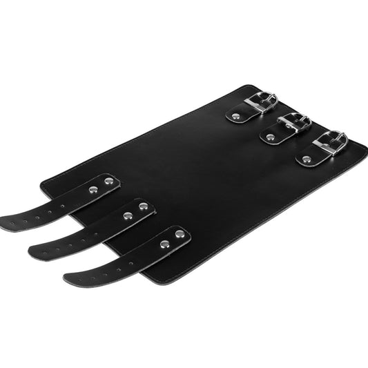 Wide black wrist and forearm restraint with three buckle straps