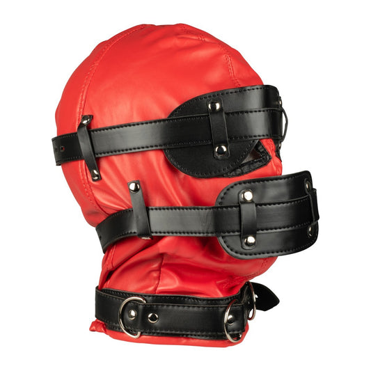 KR-0445 faux leather fetish hood with adjustable buckle straps