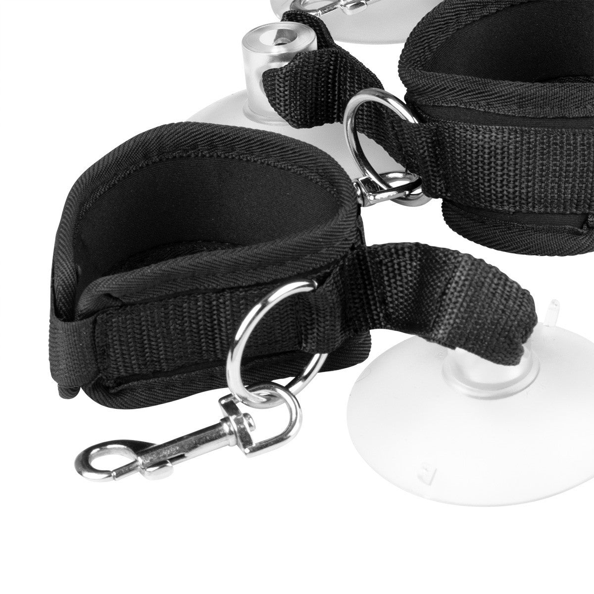 Set of four adjustable wrist and ankle cuffs with suction cups