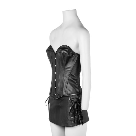 KR-09186 black corset with lace-up mini skirt outfit