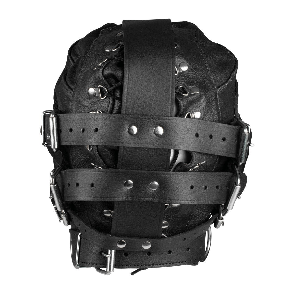 KR-0995 black bondage mask with blindfold and zip mouth