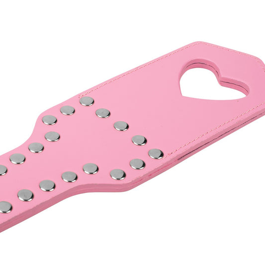 Pink PU leather spanking paddle with contrasting red backing