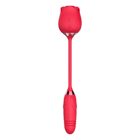 Rose clitoral suction toy with bullet G-spot vibrator