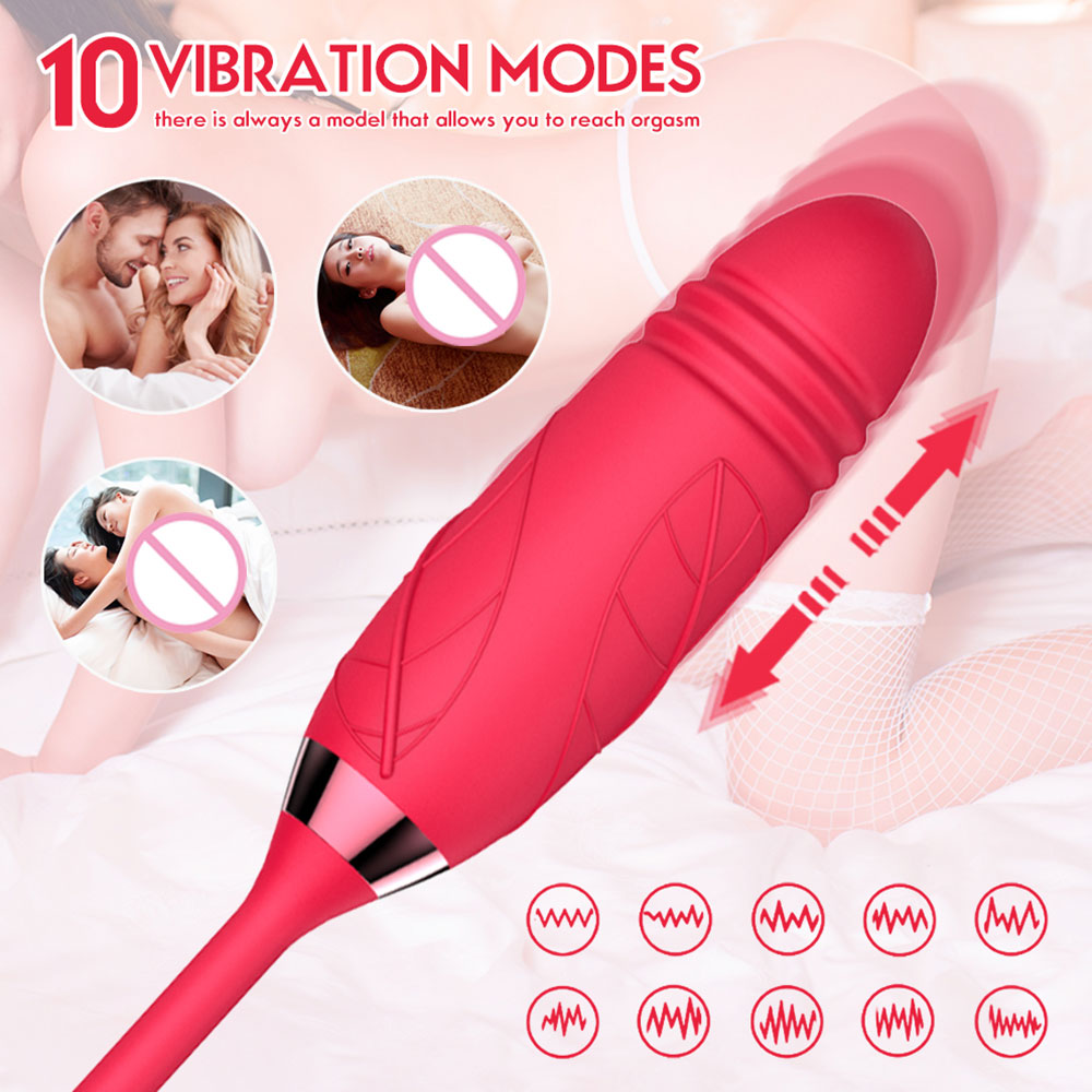 2-in-1 Rose Clitoral Suction Toy & Bullet Vibrator Rechargeable