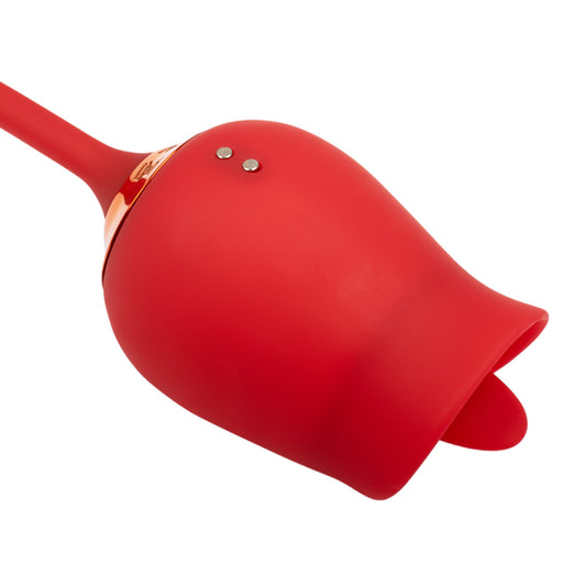 Red rose tongue clitoral stimulator with slim bullet vibrator