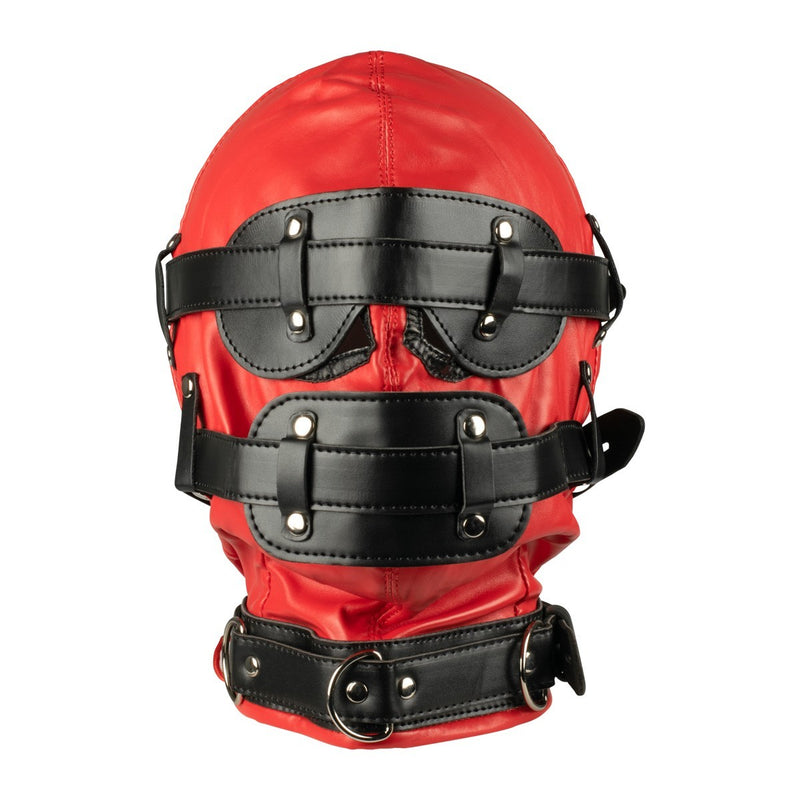 Blindfolded mask Bondage Sensory PU Gimp Hood BDSM Black Fetish Gear Erotic Toys