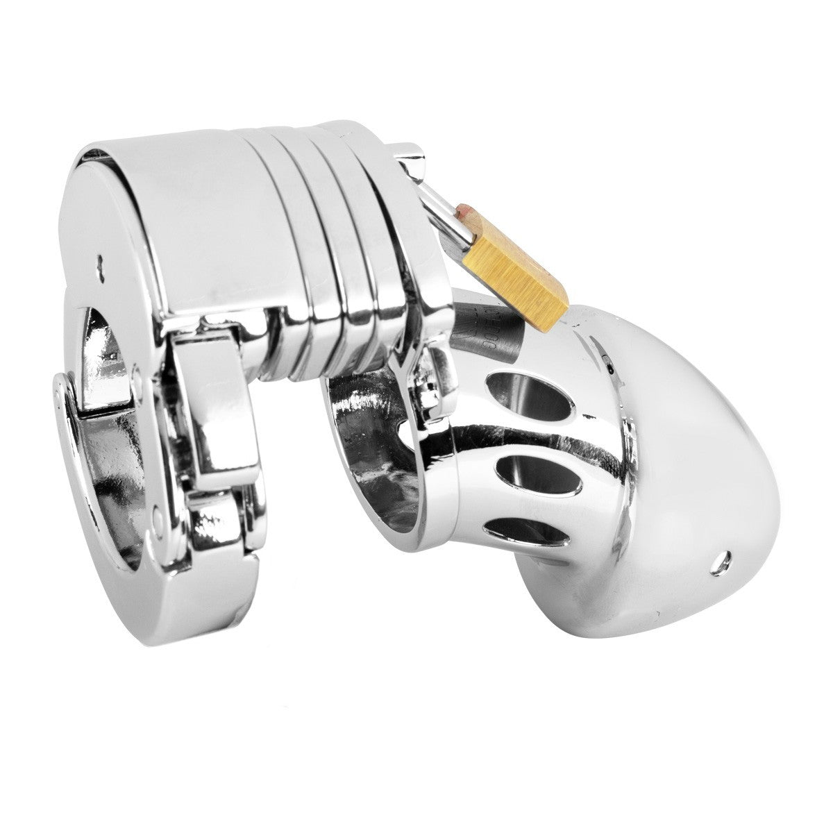 KR-0019 silver metal chastity cage with adjustable ring and spacers