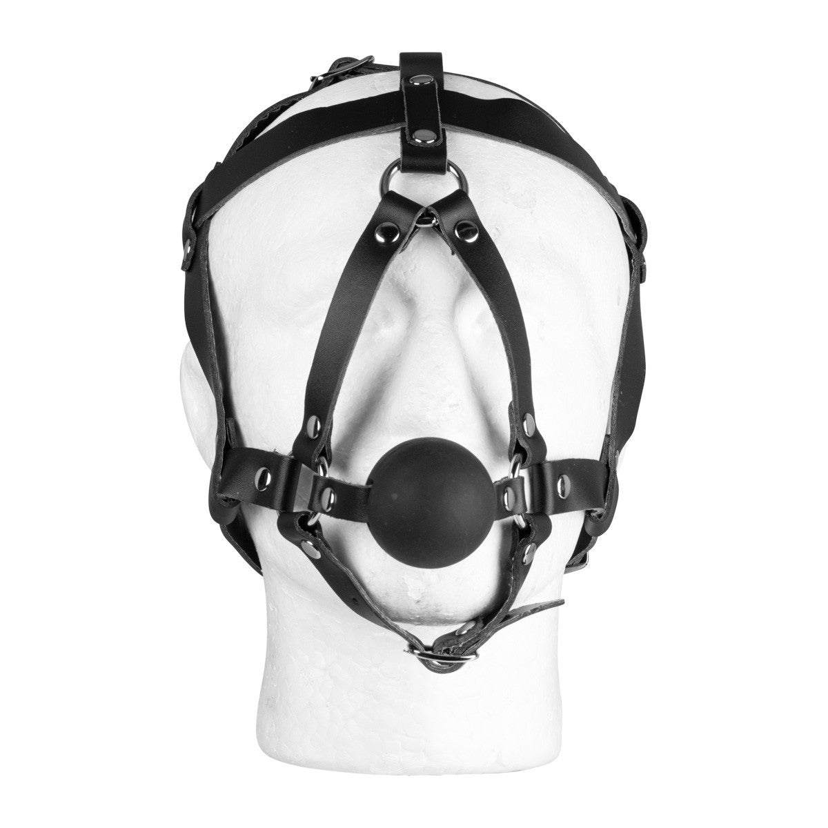 Black BDSM head harness with ball gag KR-0047