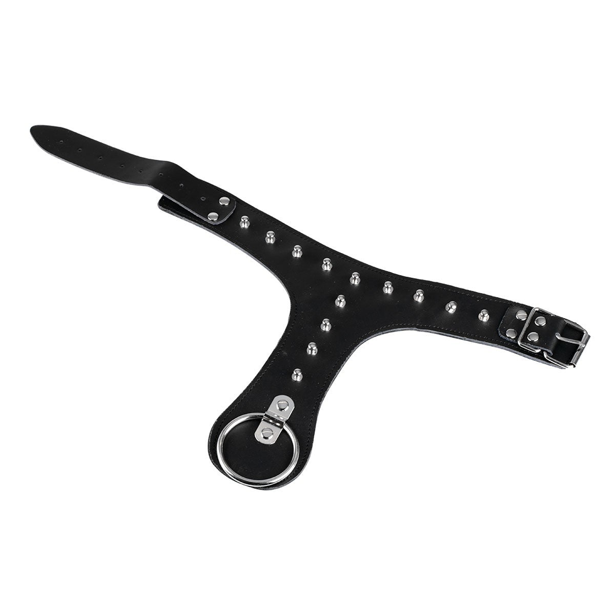 KR-0081 wide black bondage collar with adjustable buckle