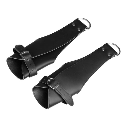 Black bondage wrist cuffs with D-rings KR-0142