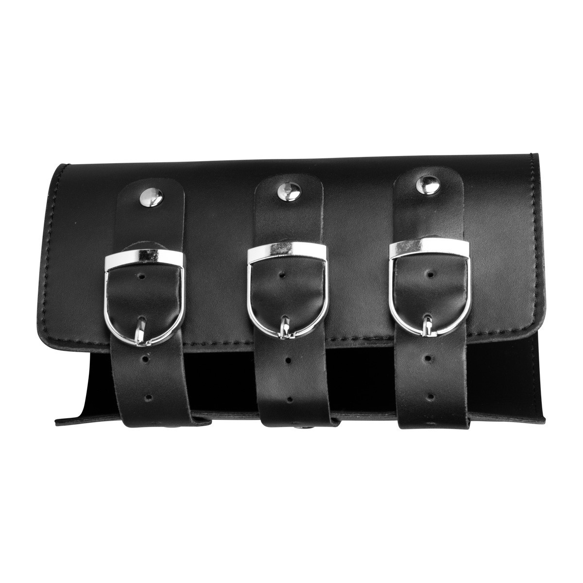 Black triple-buckle faux leather arm binder KR-0149