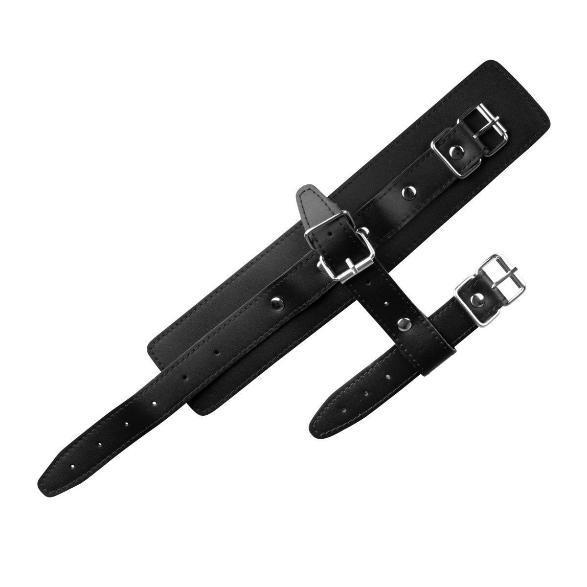 Adjustable BDSM hand restraint showing wrist cuff and thumb straps