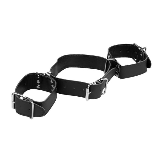 Black waist restraint belt with wrist cuffs KR-0158