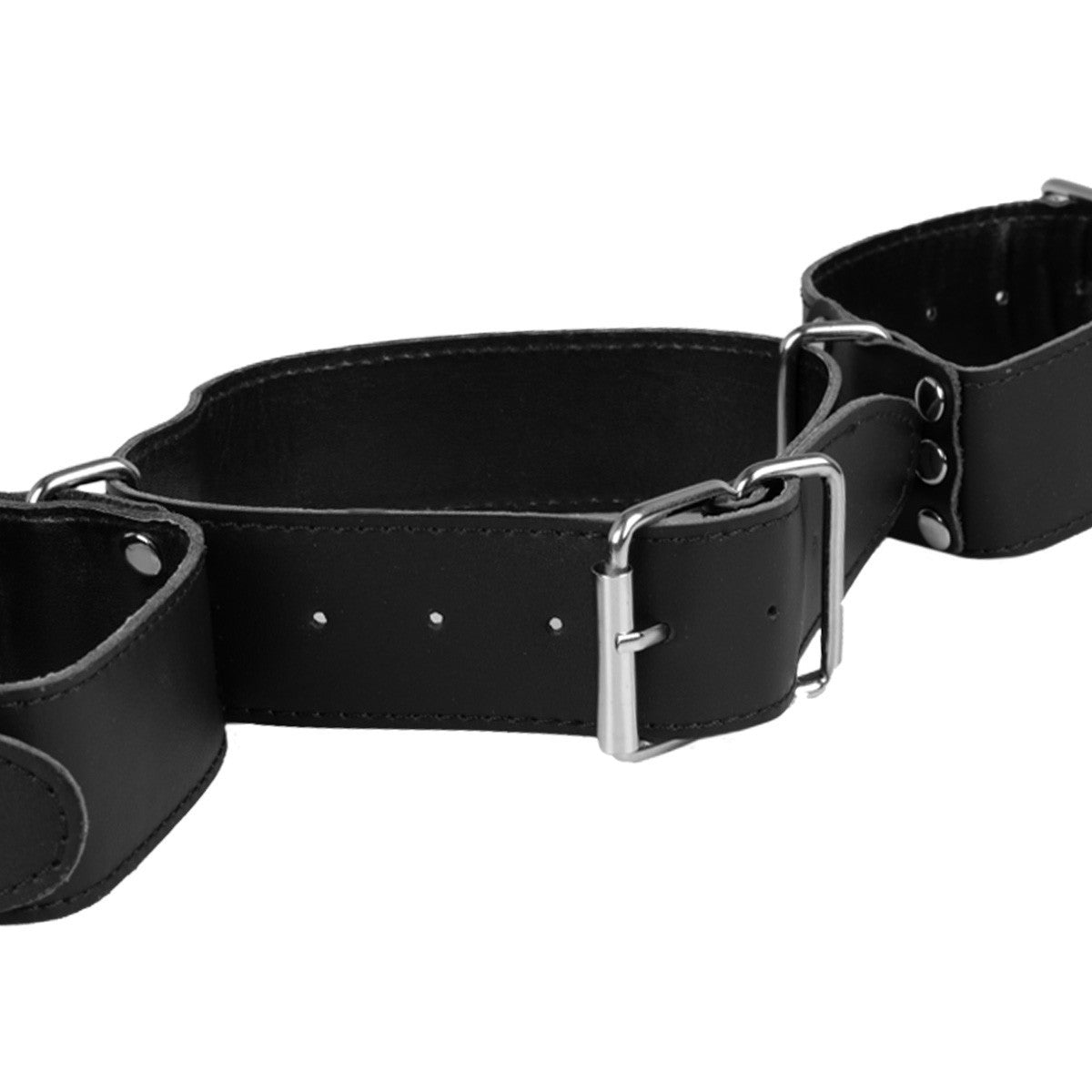 Black adjustable waist and wrist restraint belt