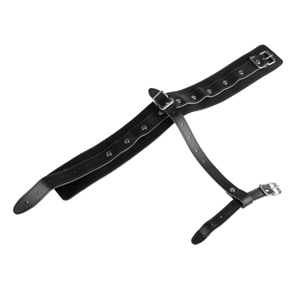 KR-0241 black bondage collar with adjustable lower attachment loop