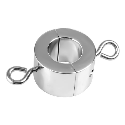 Large weighted steel ball ring with attachment eyebolts