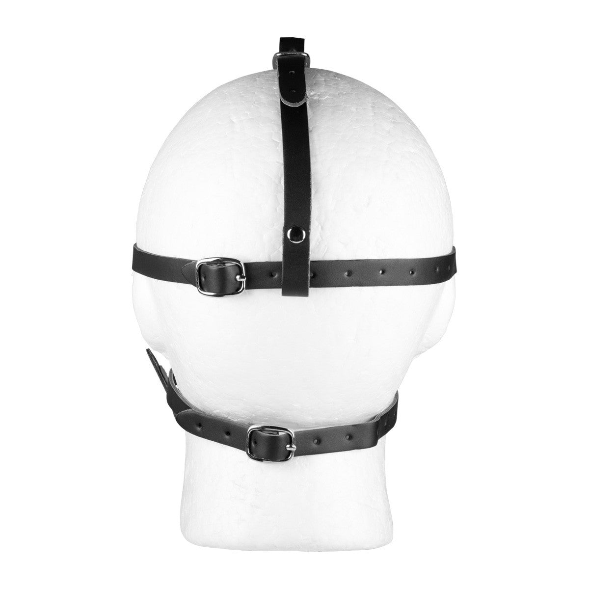 Black PU leather bondage head harness with blindfold