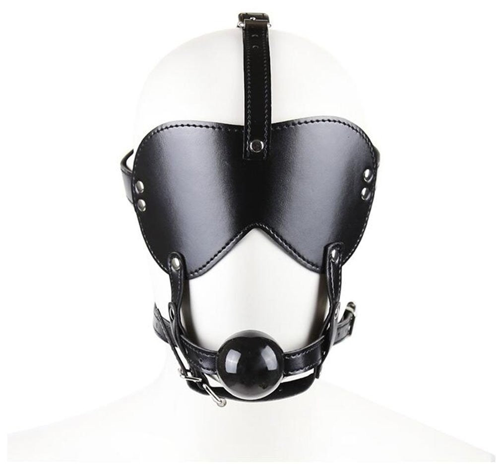 KR-0280 black bondage head restraint harness with buckle straps
