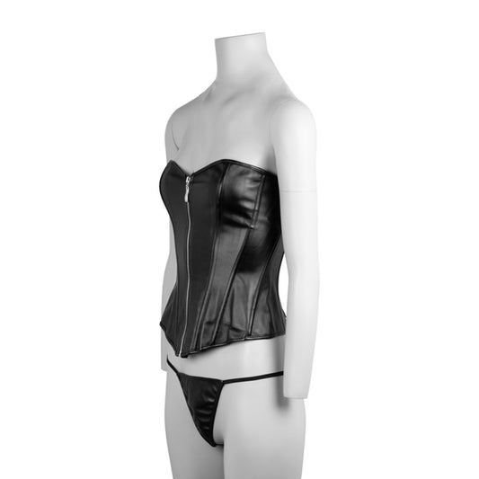 Black strapless corset Large with zip front and lace-up back