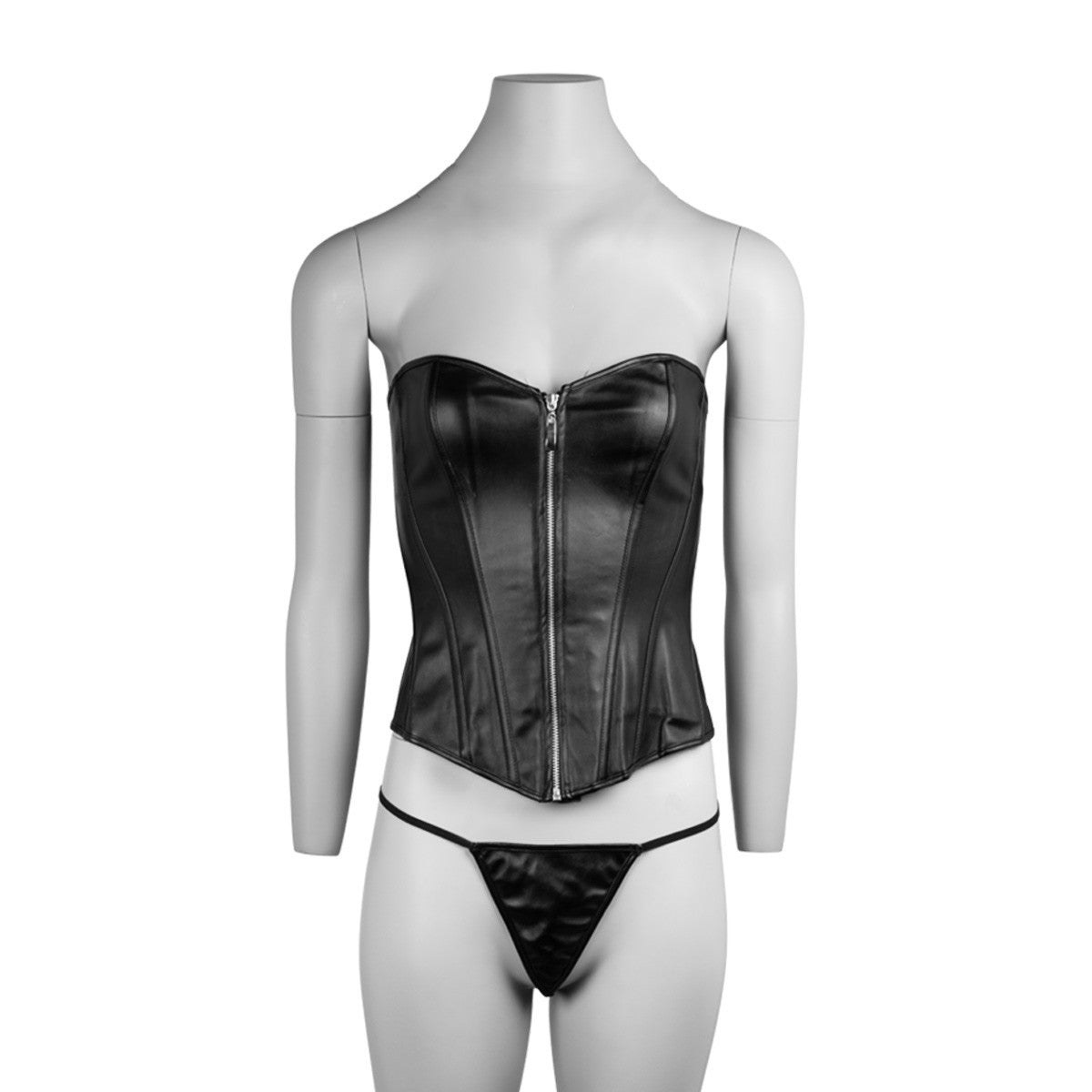 Black faux leather corset bustier KR-02803S size Small