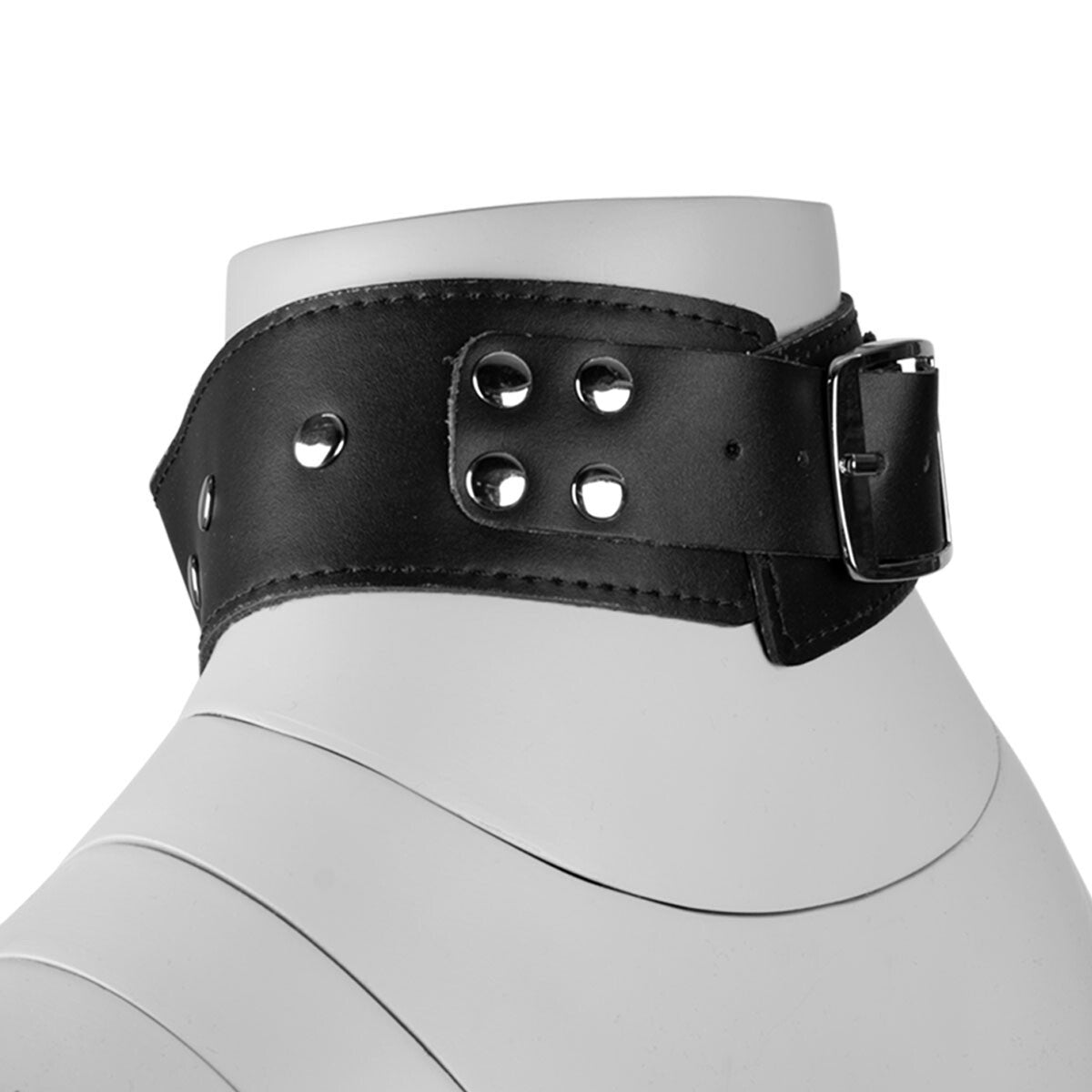 Black collar and ankle restraints with silver-tone chain