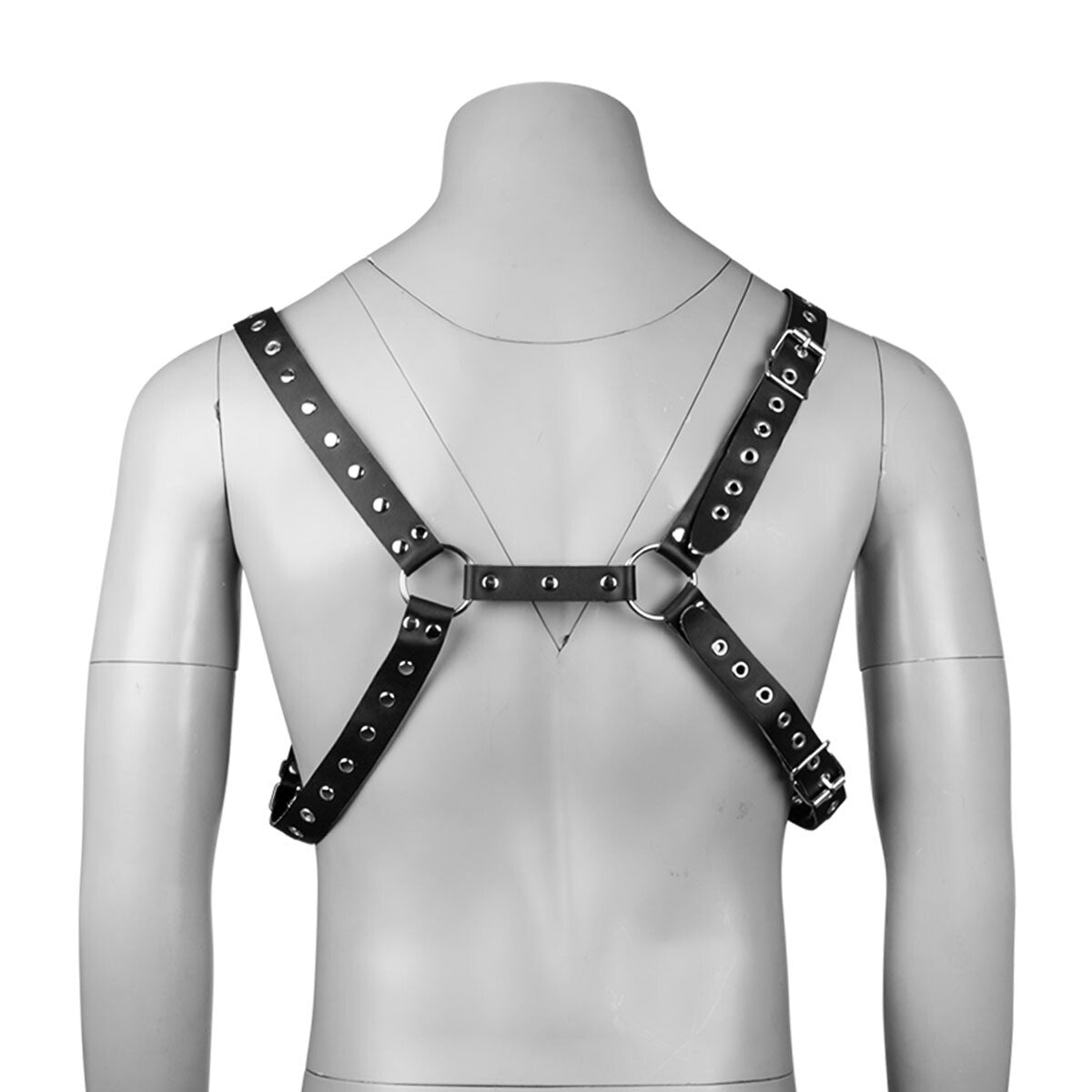 KR-0307 mens faux leather body harness with buckle straps