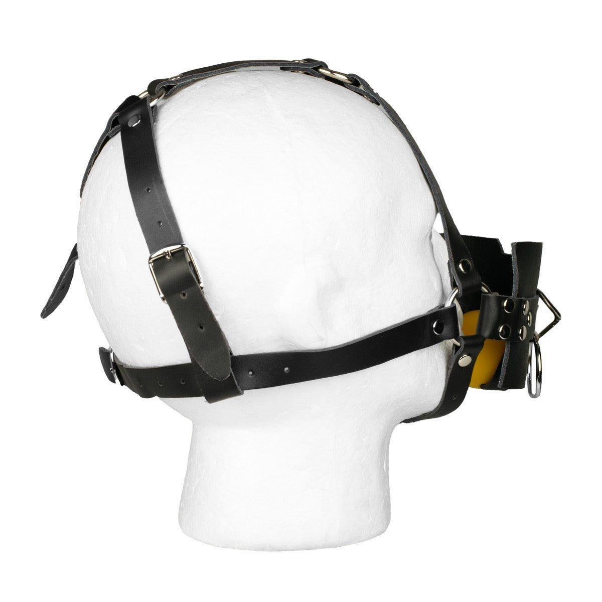 KR-0430 black bondage head harness with O-ring attachment