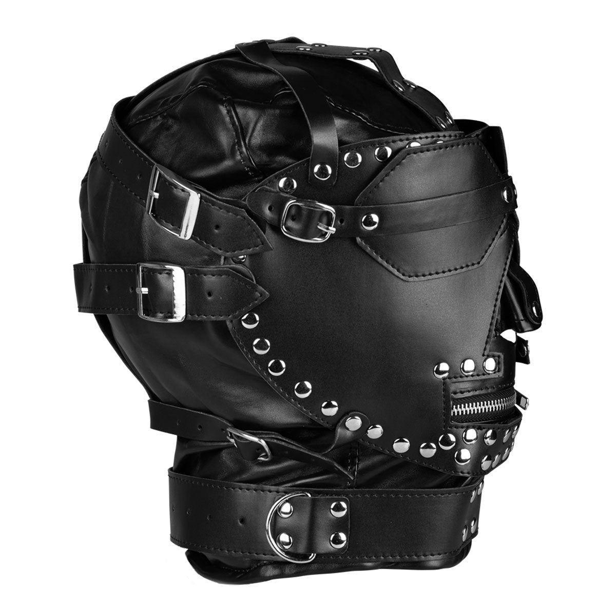 Black BDSM blindfold hood with adjustable fastening