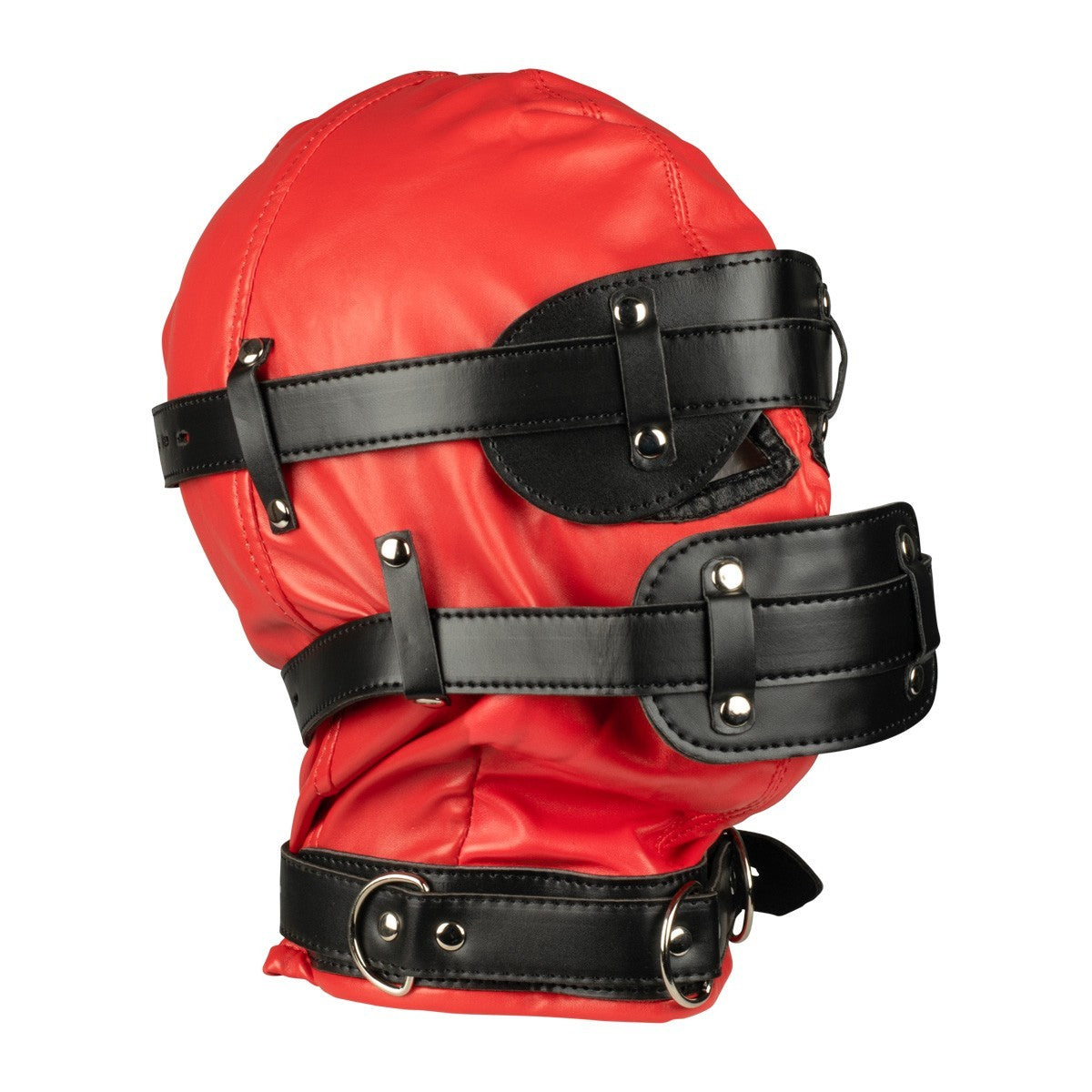KR-0445 faux leather fetish hood with adjustable buckle straps