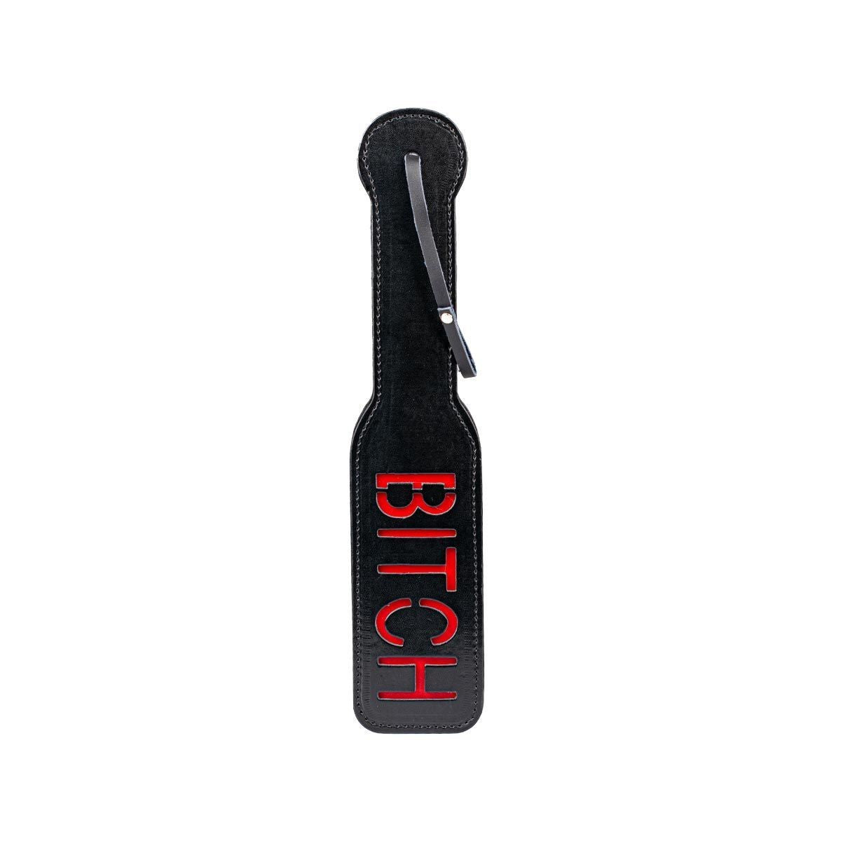 Black and red bondage spanking paddle with cut-out design