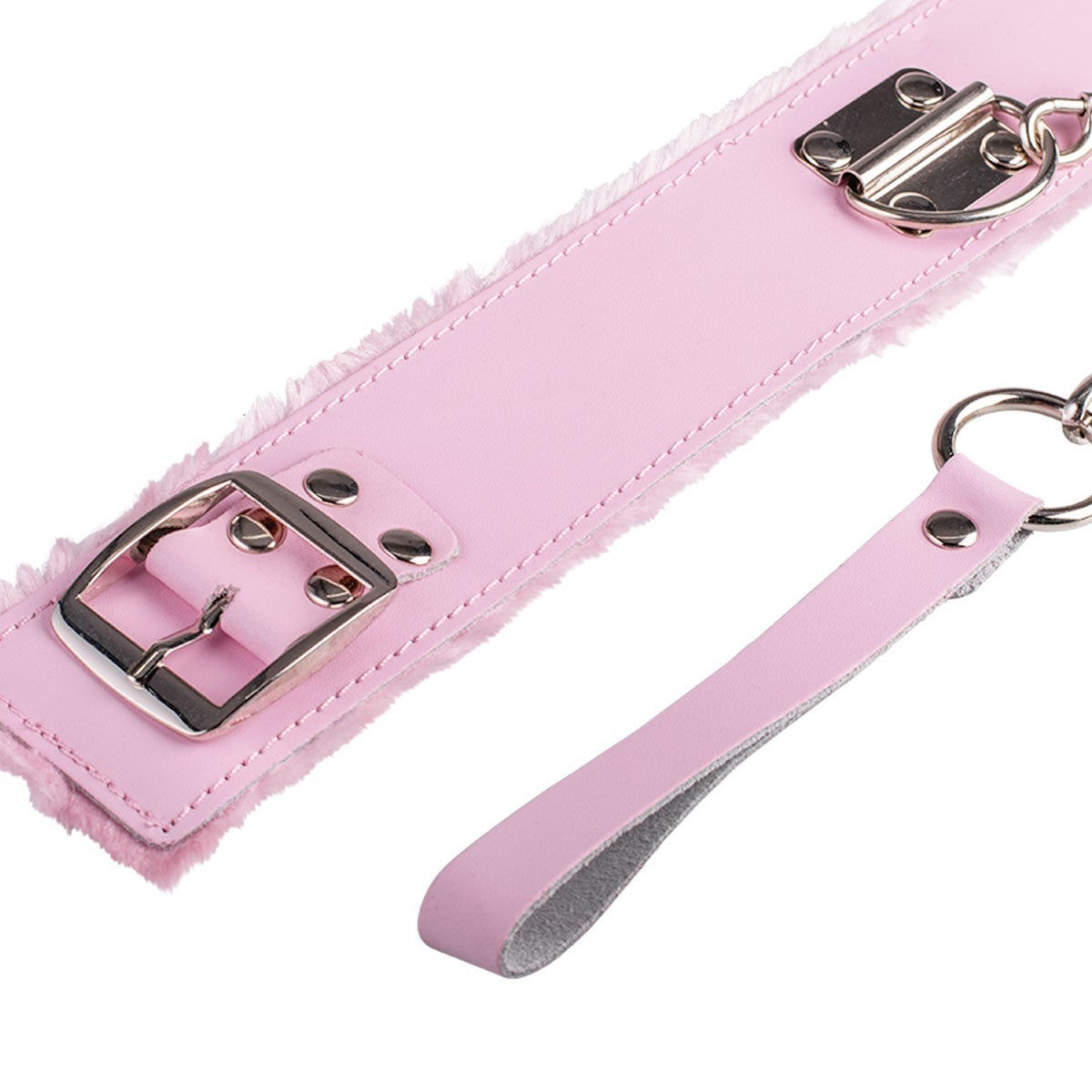 KR-0543 pink fetish collar with detachable metal chain lead