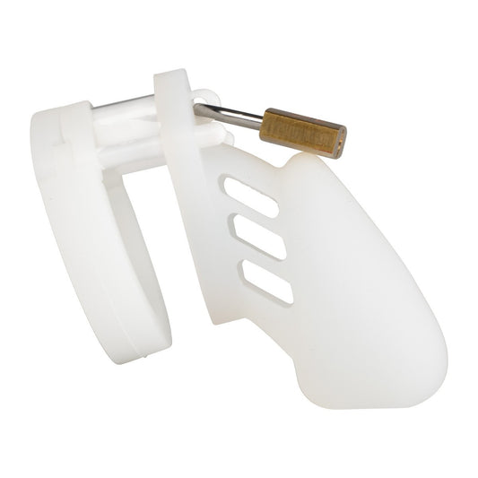 KR-0603N clear chastity device with five silicone rings