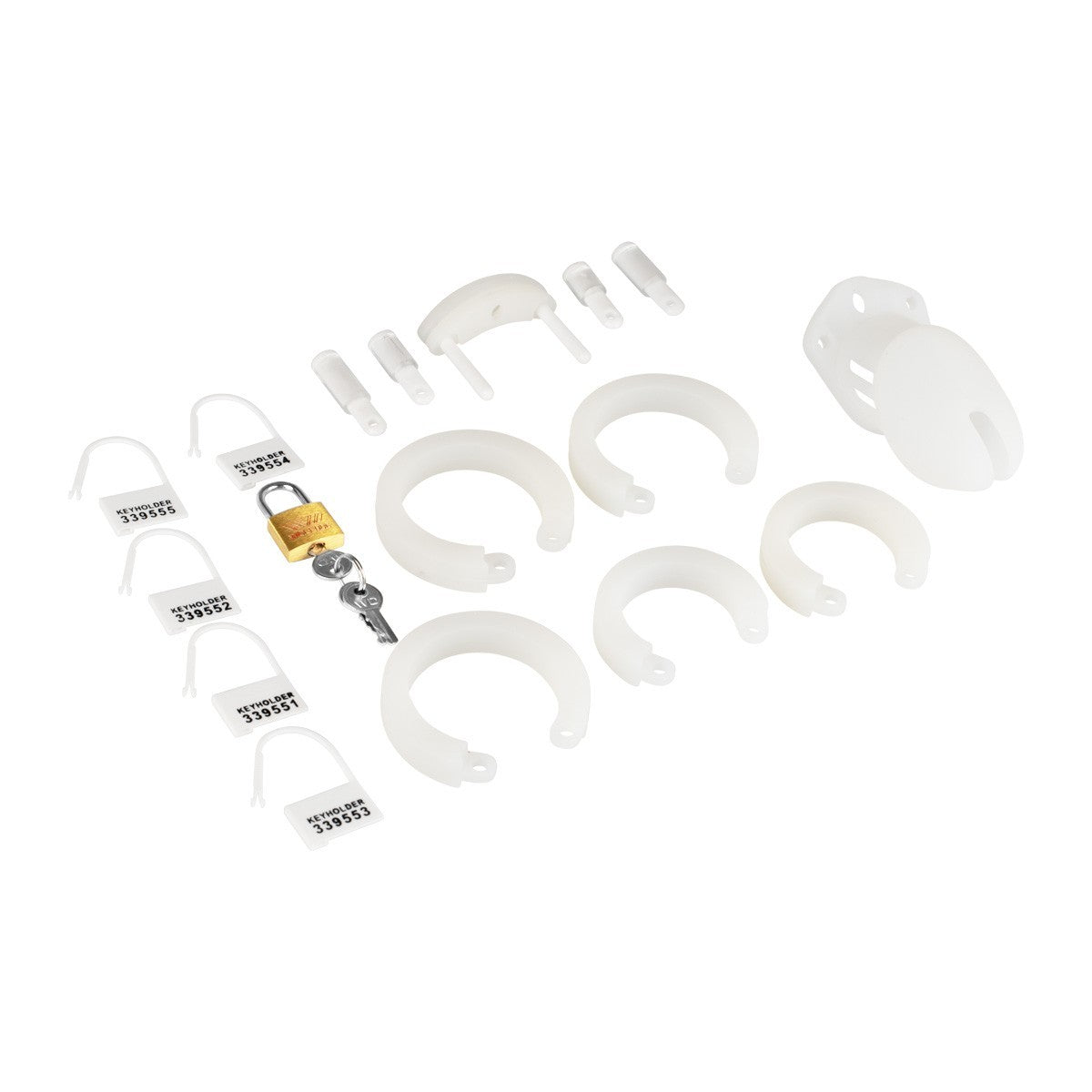 Ventilated clear silicone male chastity tube with padlock and keys