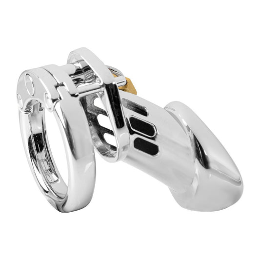 KR-0607L lockable steel chastity cage with 45mm base ring