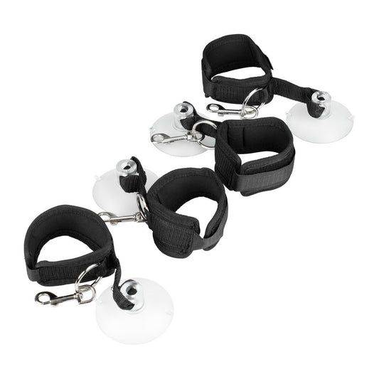 Black wrist and ankle restraint cuffs with suction cups KR-0627