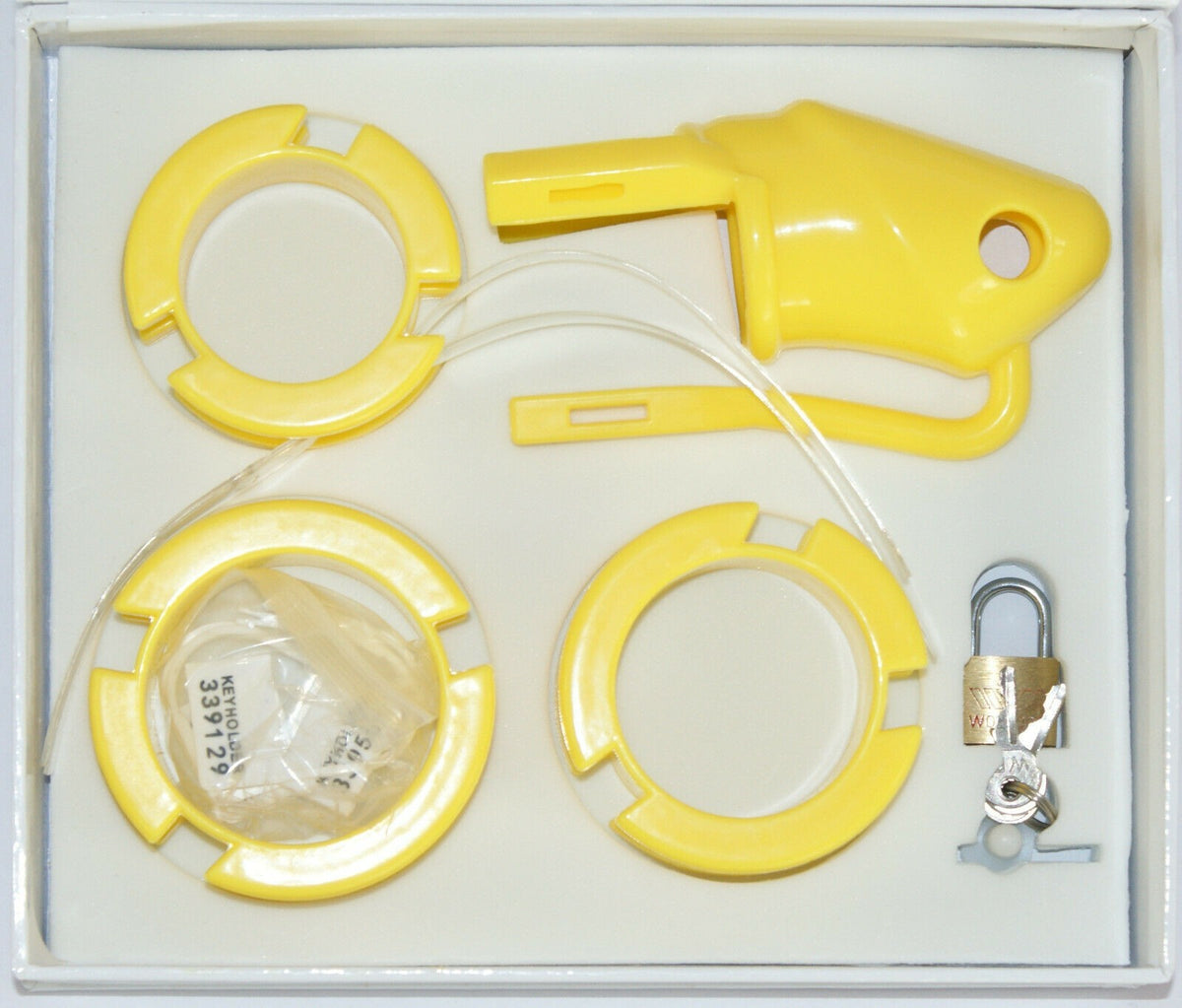 Ventilated silicone chastity cage with three interchangeable rings