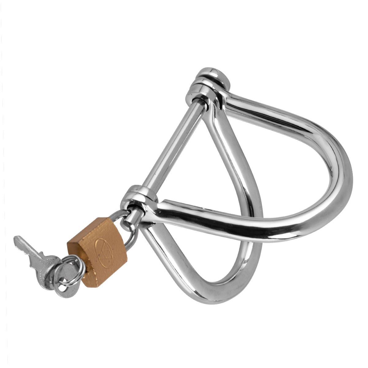 Rigid yoke style wrist shackles and metal bondage cuffs