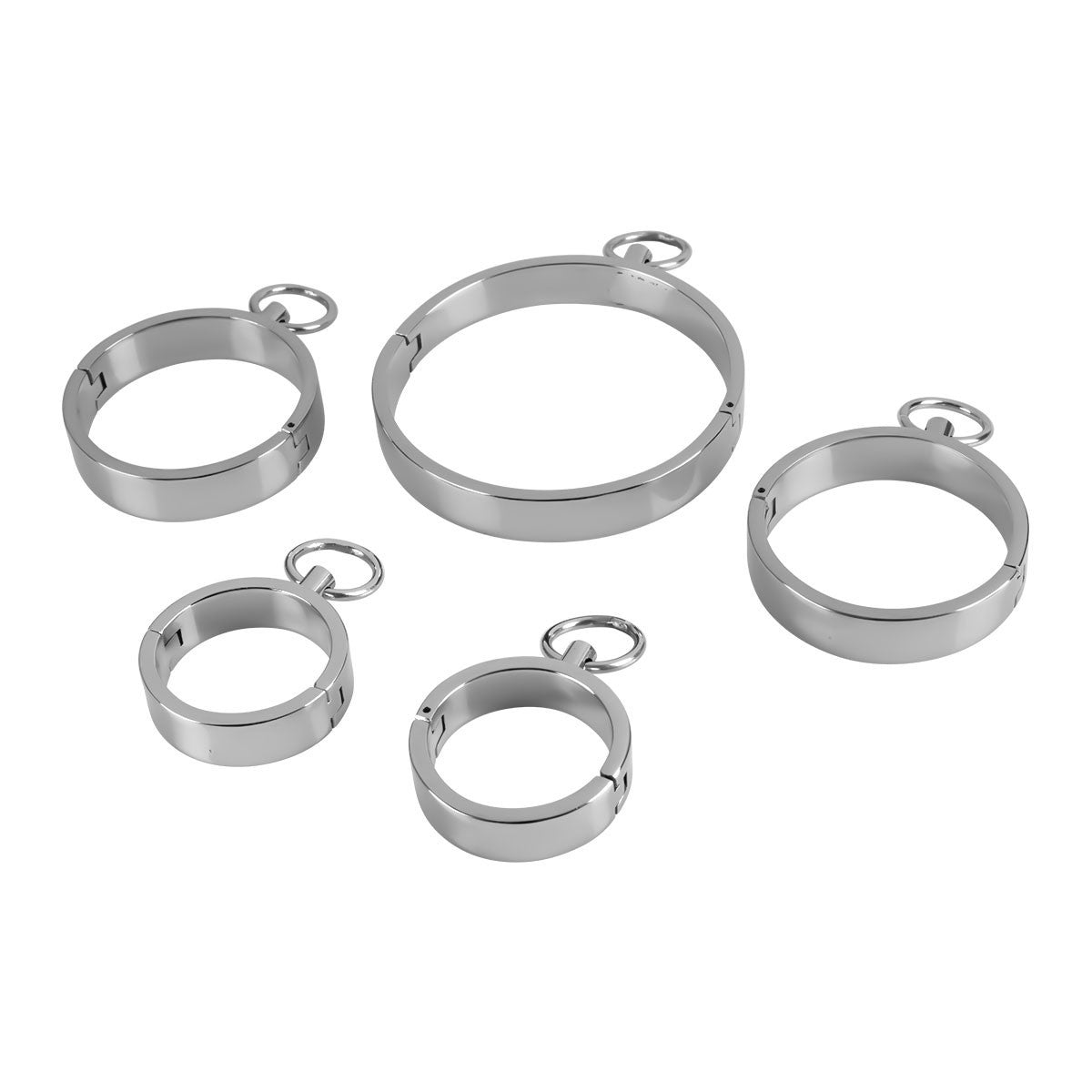 Metal bondage collar wrist and ankle cuff restraint set