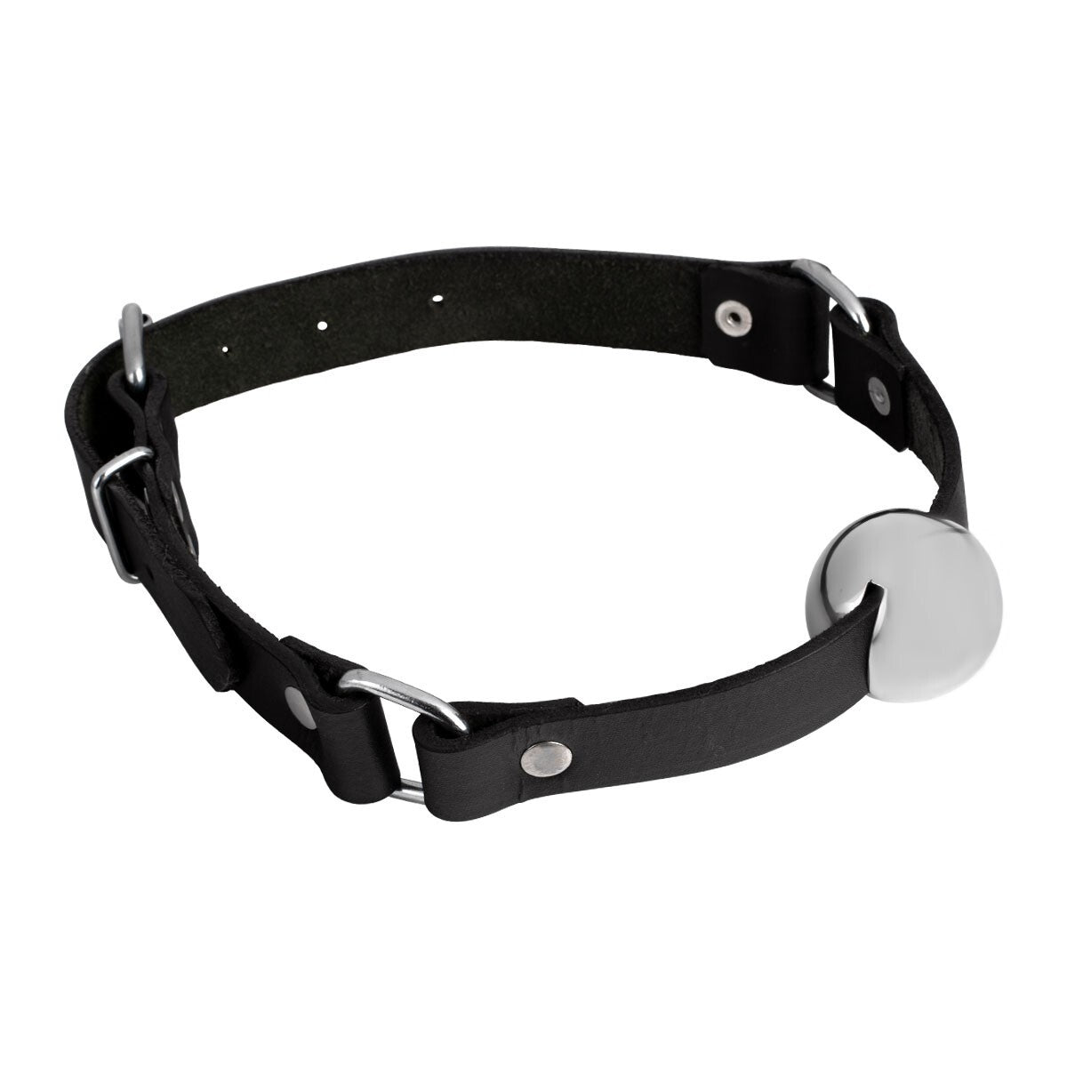 Stainless steel ball gag with black straps KR-1005