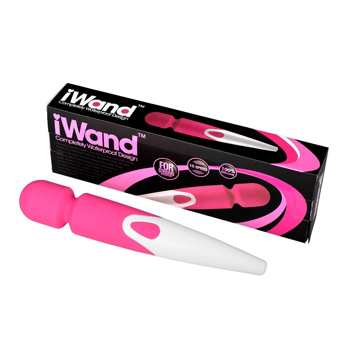 Rechargeable vibrating wand in pink and purple
