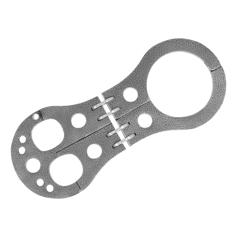 Gunmetal grey steel Shrew’s Fiddle neck and wrist restraint