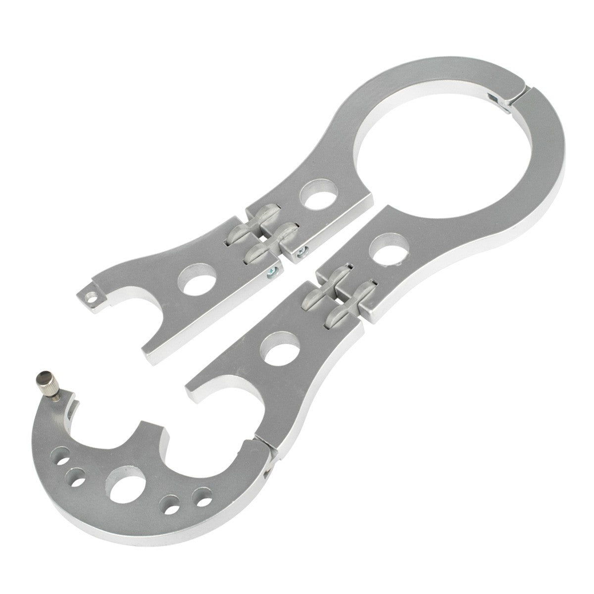 KR-1012S silver grey hinged neck and wrist bondage restraint