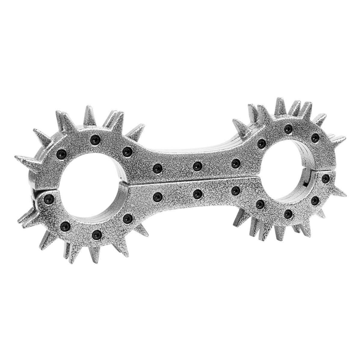 Spiked rigid wrist spreader bar with metal bondage cuffs