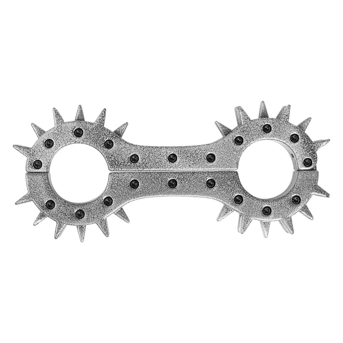 Rigid bondage wrist cuffs with decorative metal spikes