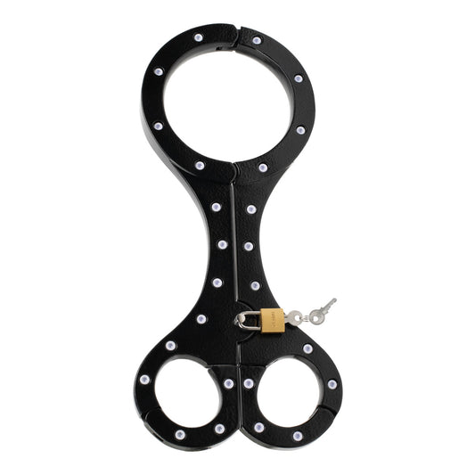 Heavy Duty BDSM Bondage Restraint Neck Collar with Handcuffs Rigid Pillary Device