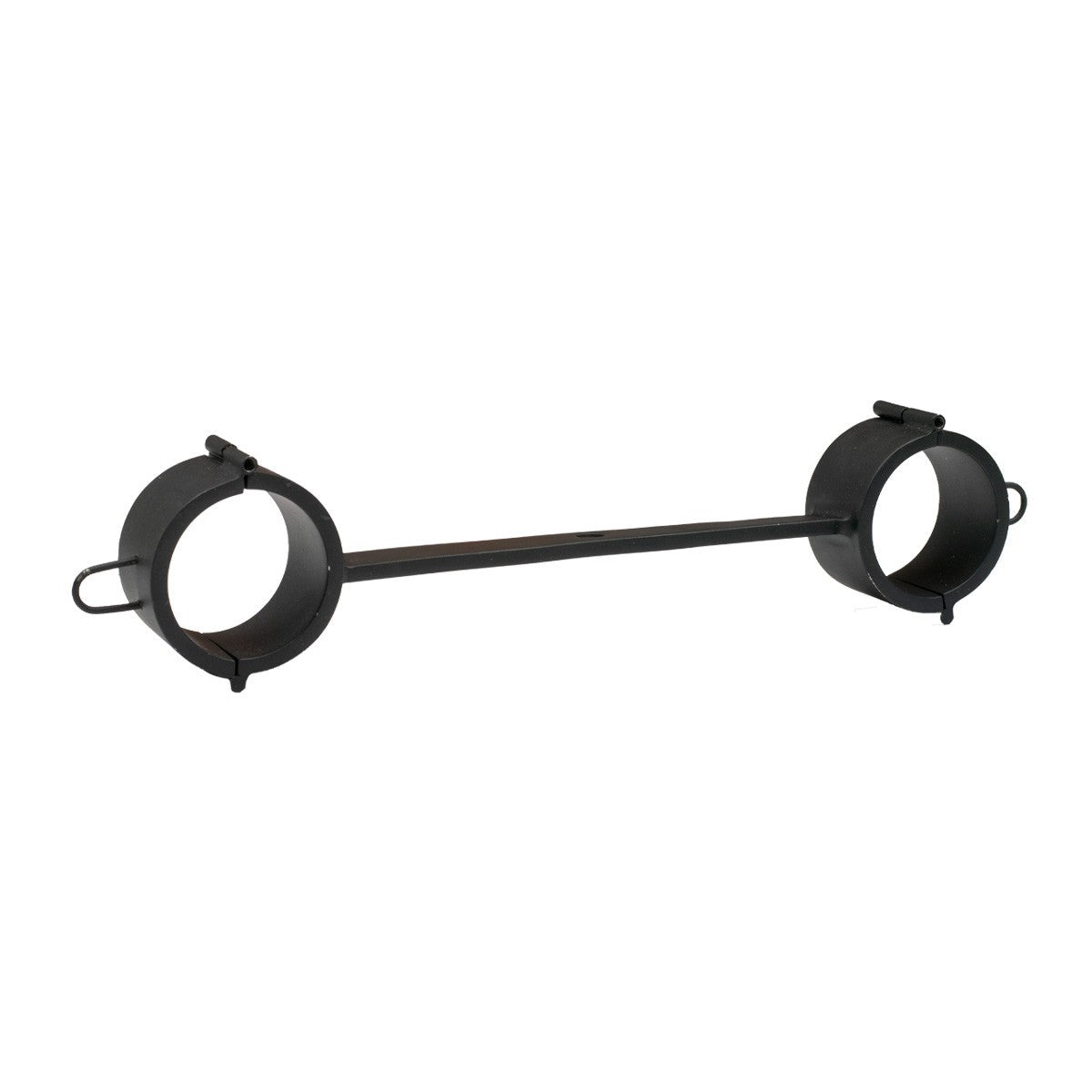 Rigid BDSM wrist restraint bar with fixed metal cuffs