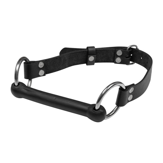 Black Leather Rubber Bondage Mouth Gag BDSM Bit Gag