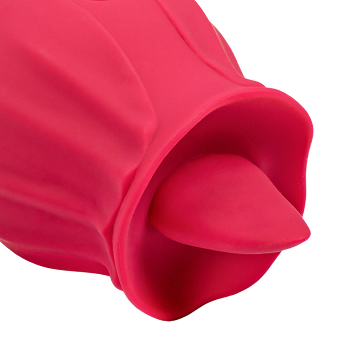 Rechargeable red rose vibrator with moving tongue