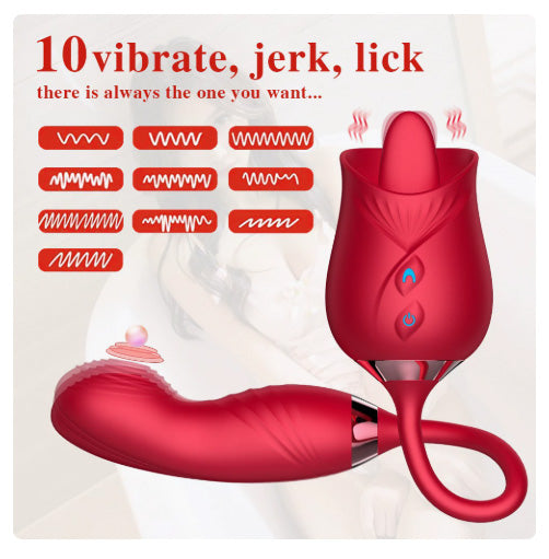 Wearable Rose Clitoral Vibrator Flexible Neck & Rotating Stimulation
