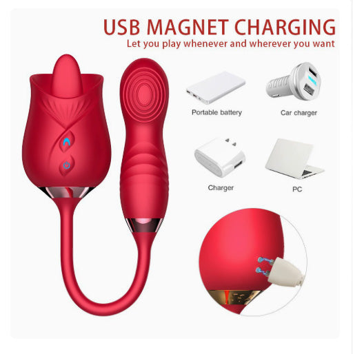 Wearable Rose Clitoral Vibrator Flexible Neck & Rotating Stimulation